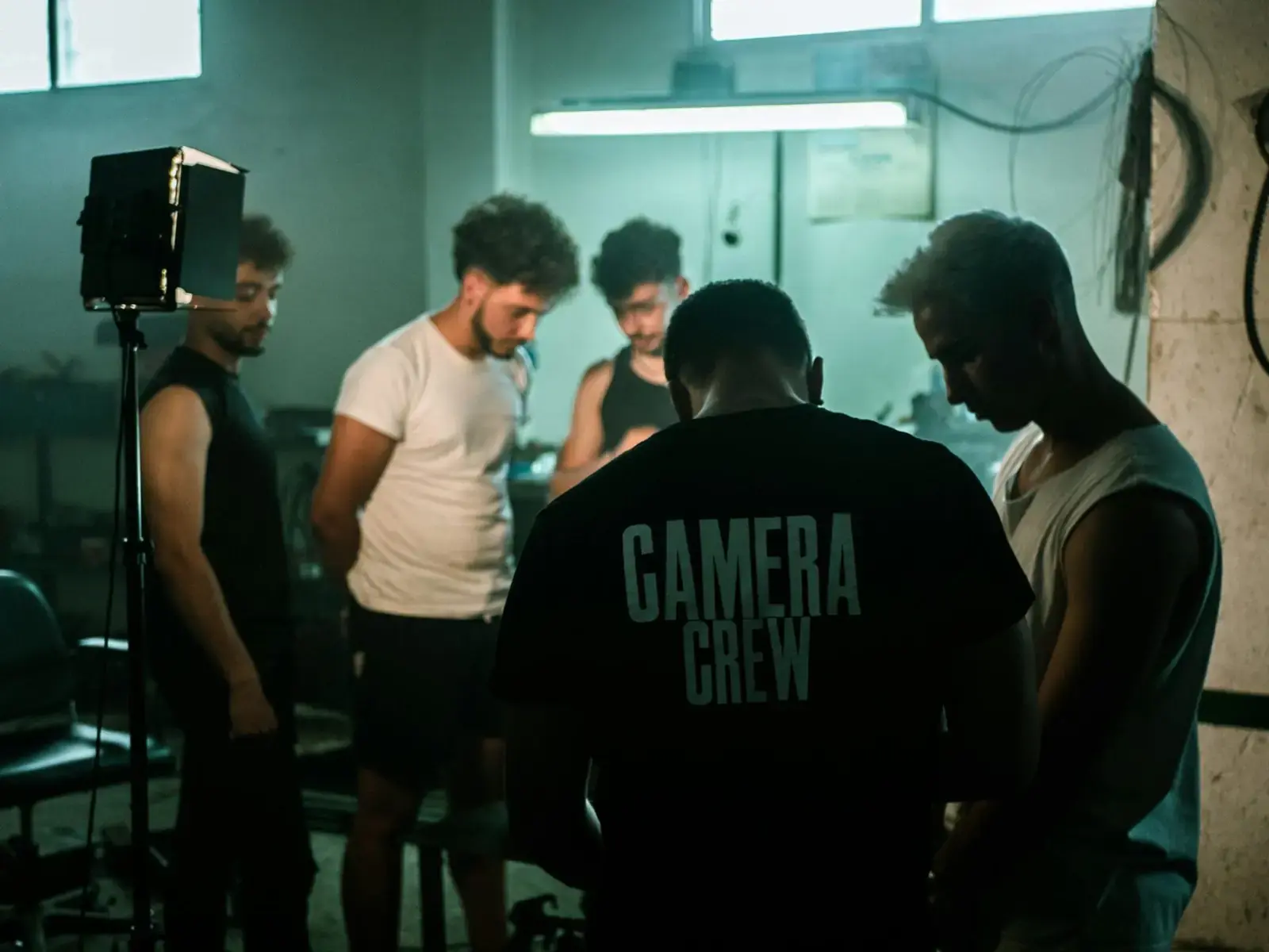 Camera crew preparing for a shoot.